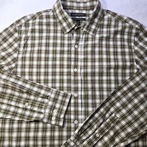 Banana Republic Shirt Mens Medium Plaid Oxford Button Down Untucked Standard Fit